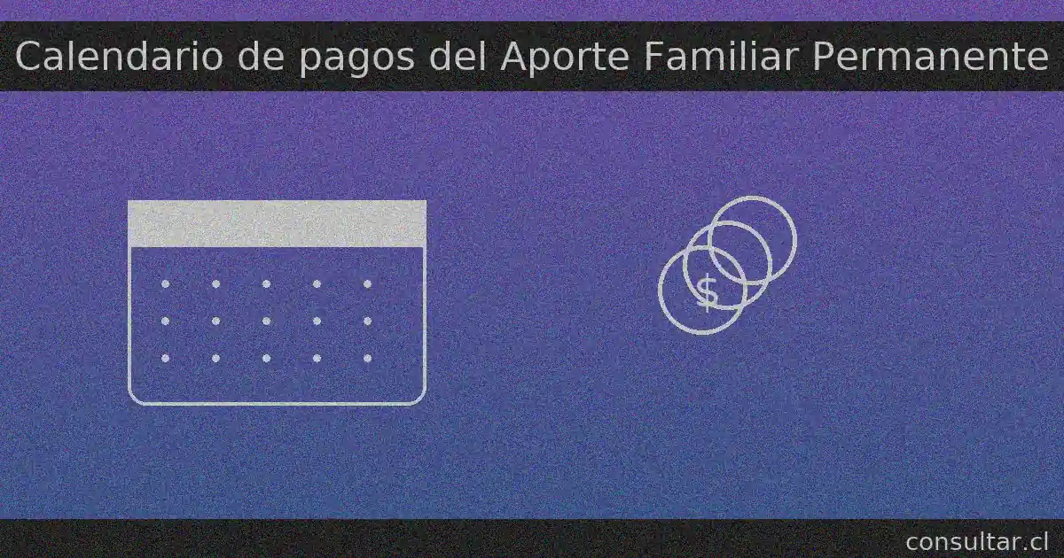 Calendario de pagos del Aporte Familiar Permanente con ícono de calendario y monedas