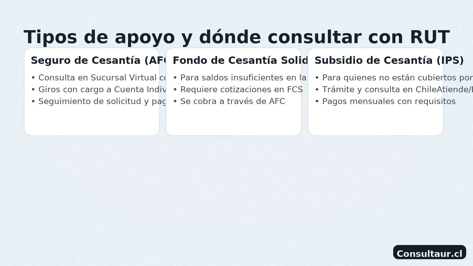 Seguro de Cesantía (AFC), Fondo de Cesantía Solidario y Subsidio de Cesantía: quién califica y dónde consultar con RUT — guía práctica 2025.