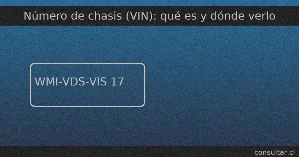 Número de chasis (VIN) de 17 caracteres: estandarizado por ISO 3779 y exigido en EE. UU. por 49 CFR Part 565; suele verse desde el parabrisas o en el marco de la puerta del conductor